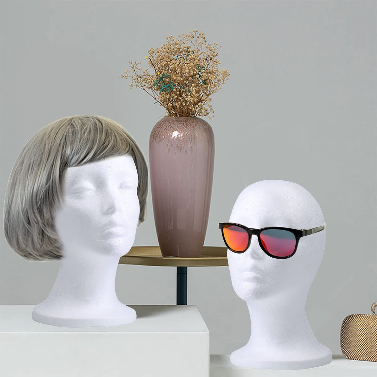 Foraineam Foam Mannequin Wig Heads, 3-Piece Female Display Stands