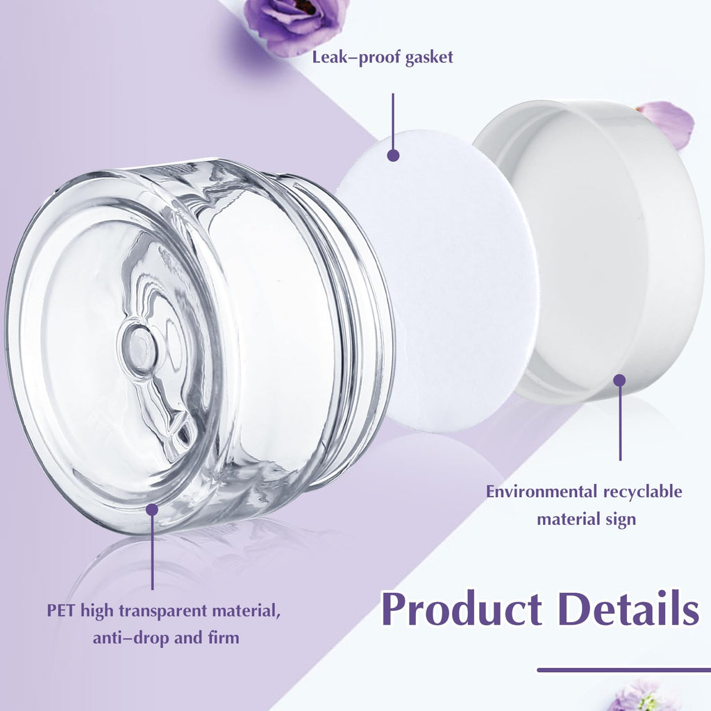 Empty Plastic Storage Jars with Lids, Round Leakproof Travel Containers
