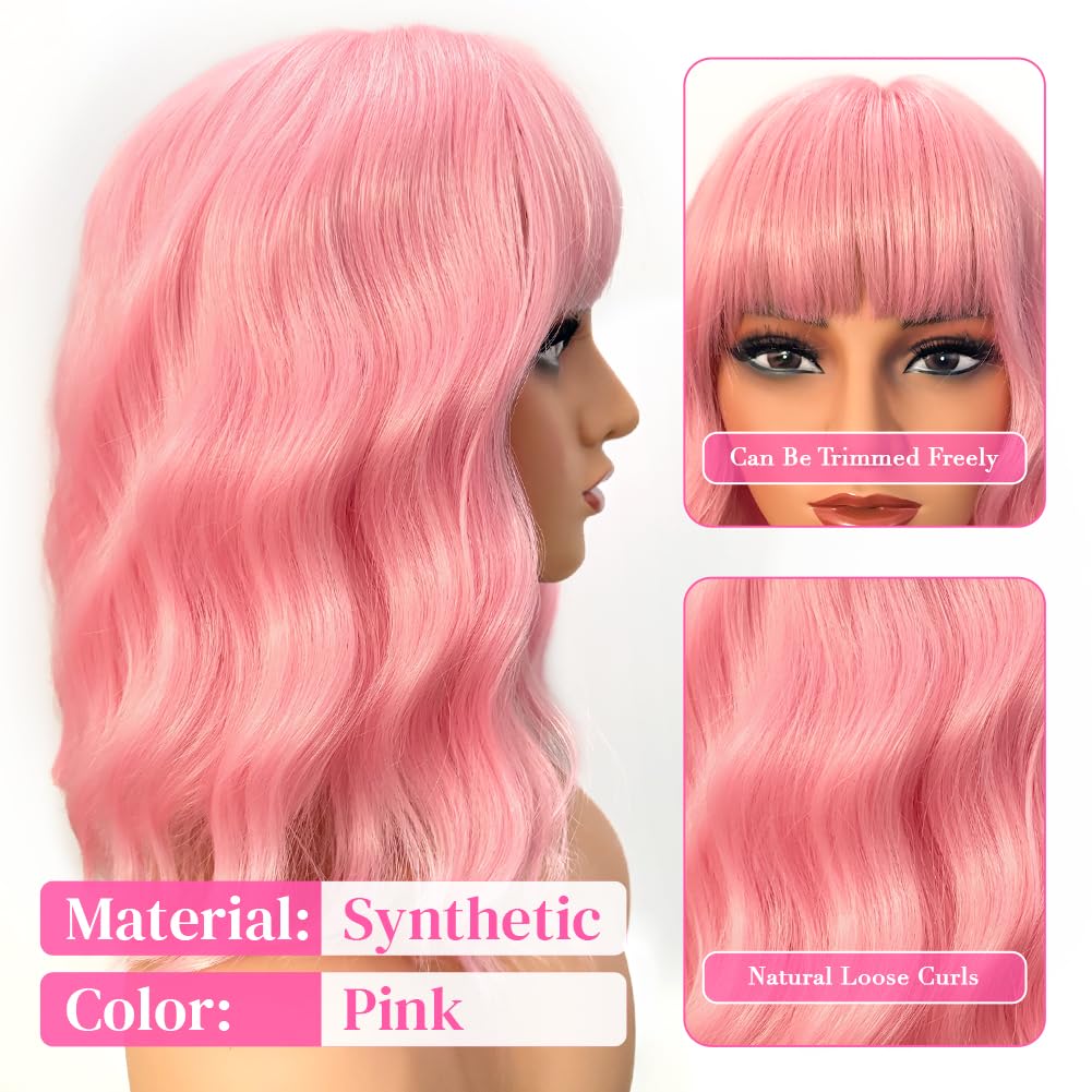 12-Inch Synthetic Bob Wig with Bangs for Women