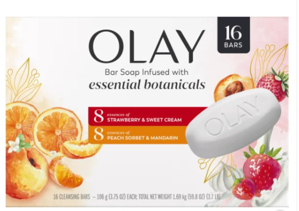 Olay Botanical Bliss Bar Soap 16-Pack with Fruity Cream Fragrances