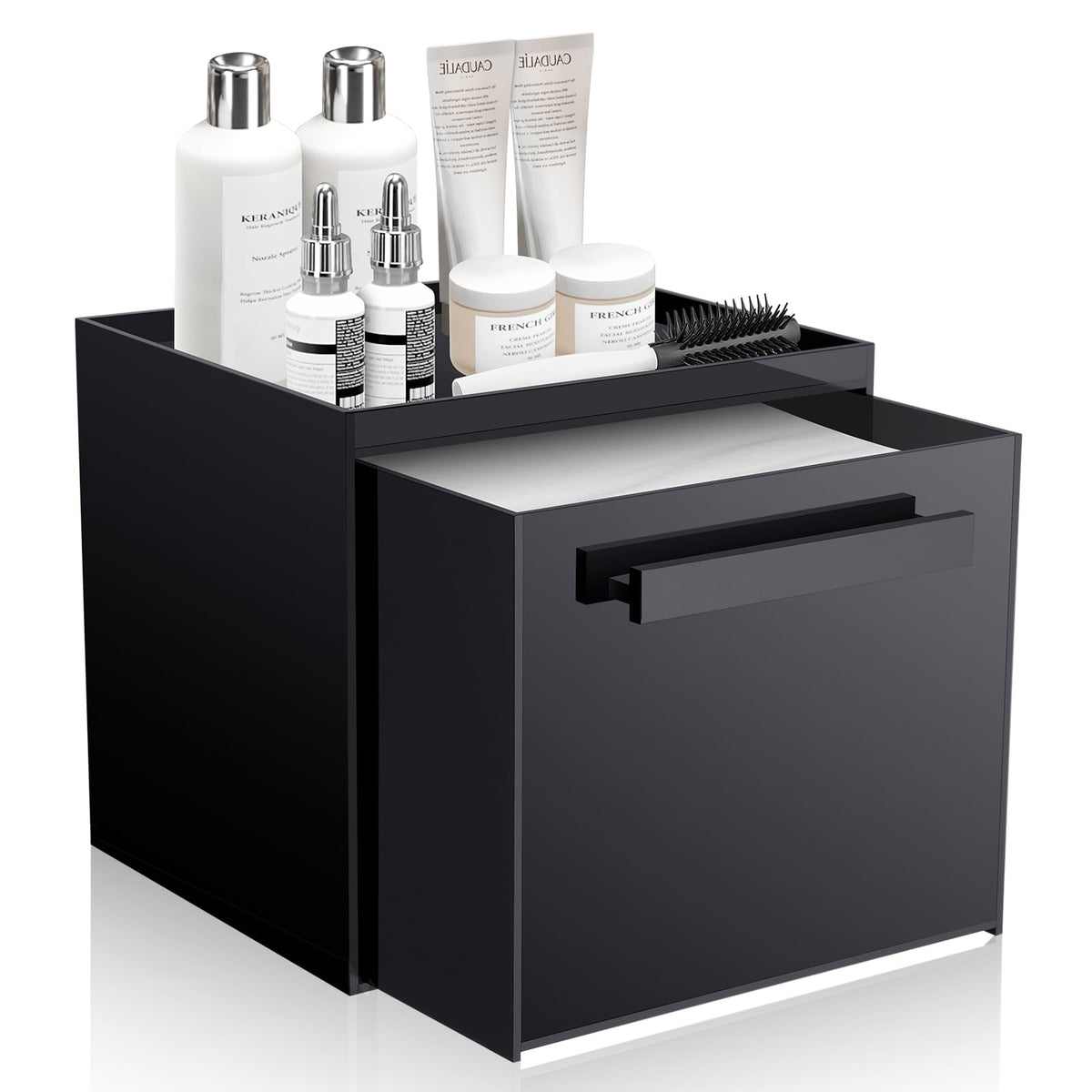 Acrylic Disposable Facial Towel Holder, Wall-Mounted Storage Box with Drawer