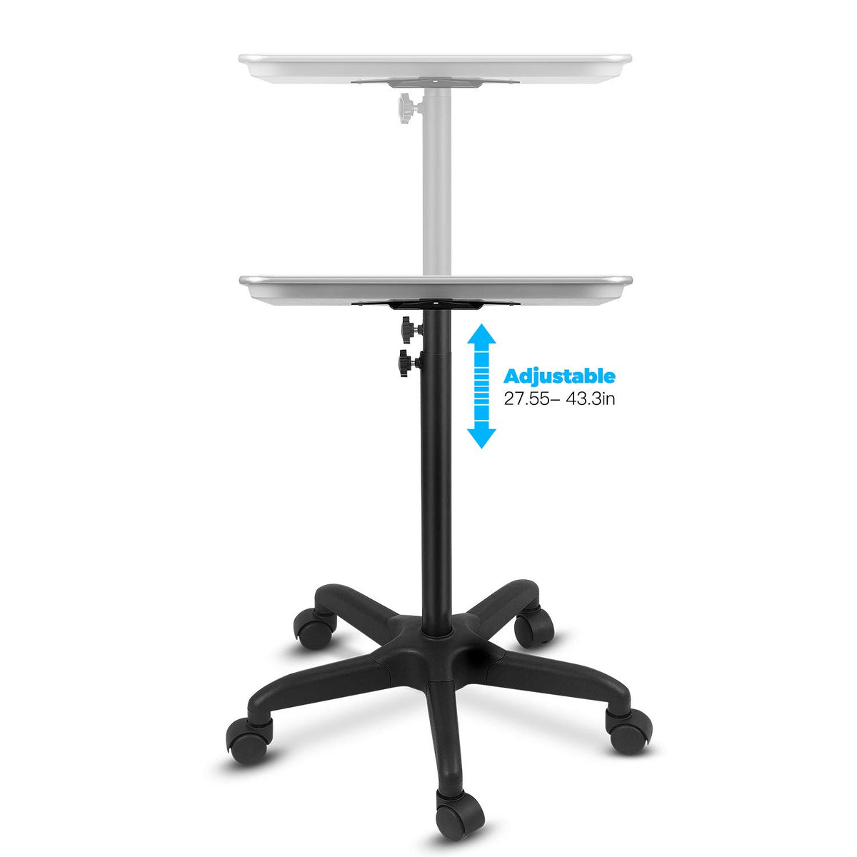 Salon Tray Beauty Rolling Cart Adjustable Aluminum Utility Trolley - Silver