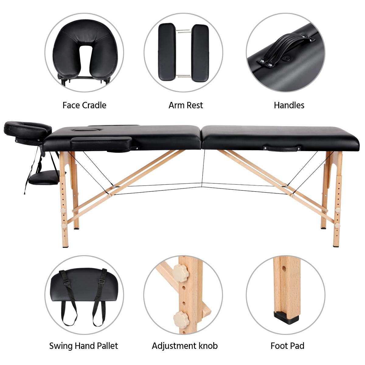 Topeakmart Portable Folding Adjustable Massage Bed