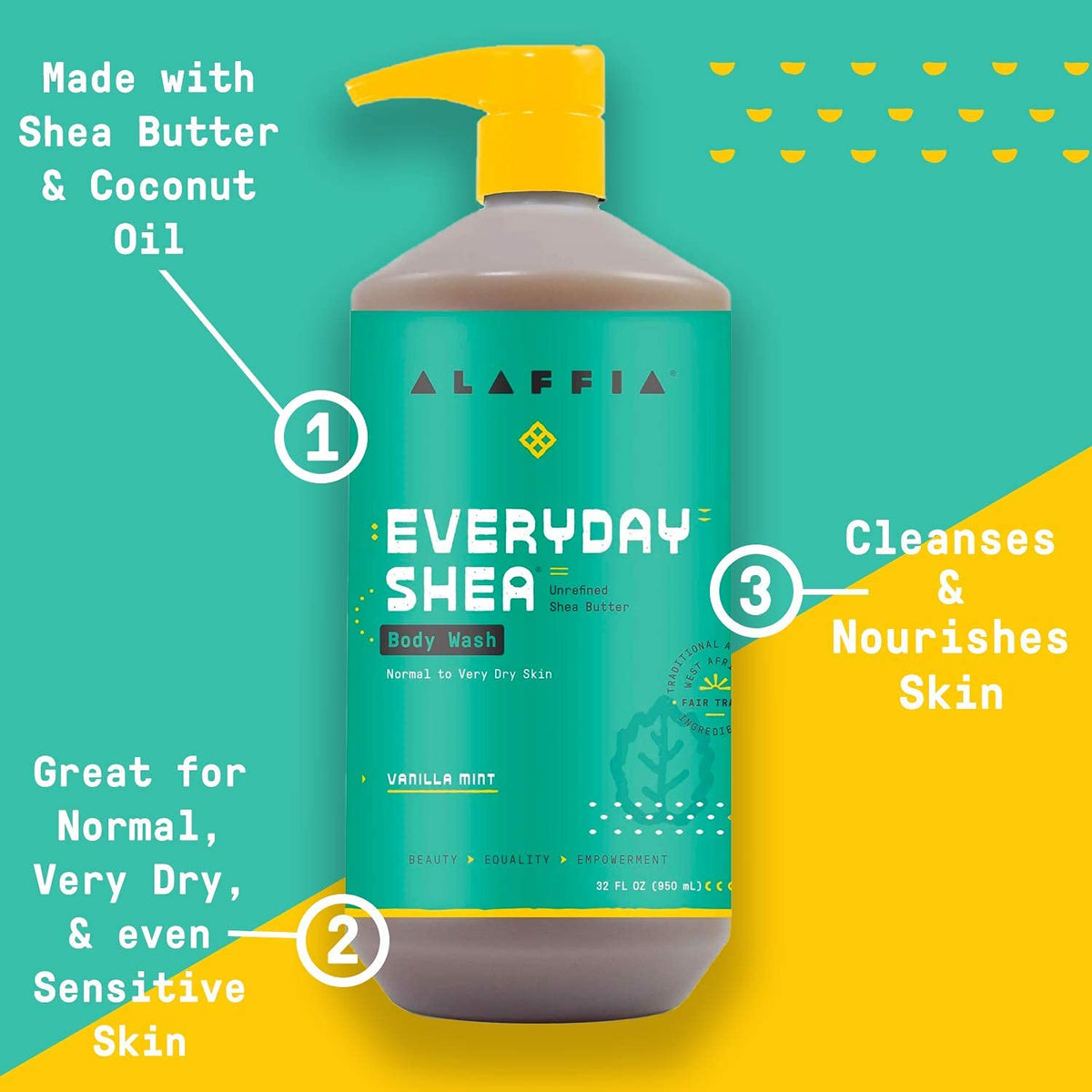 Alaffia EveryDay Shea Body Wash, Moisturizing Skin Cleanser