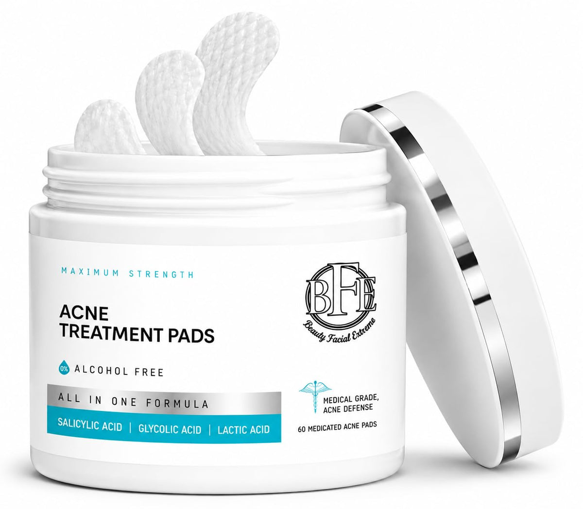 Acne Treatment Pads with Salicylic, Glycolic & Lactic Acids