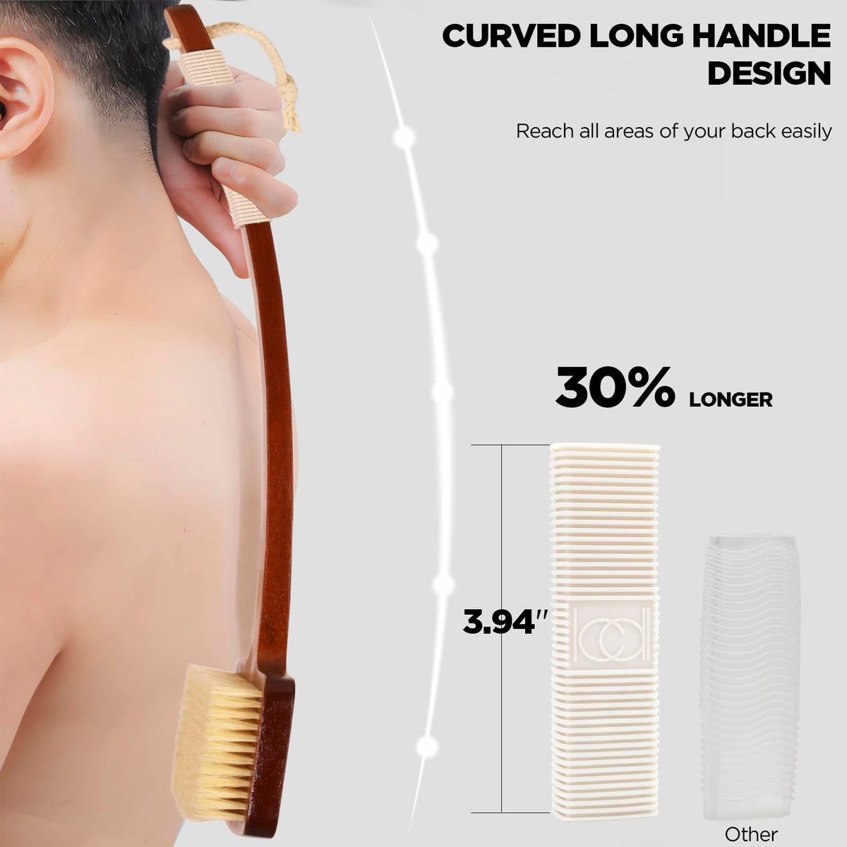 ICANdOIT Long Handle Body Brush Set with Face Exfoliation Glove