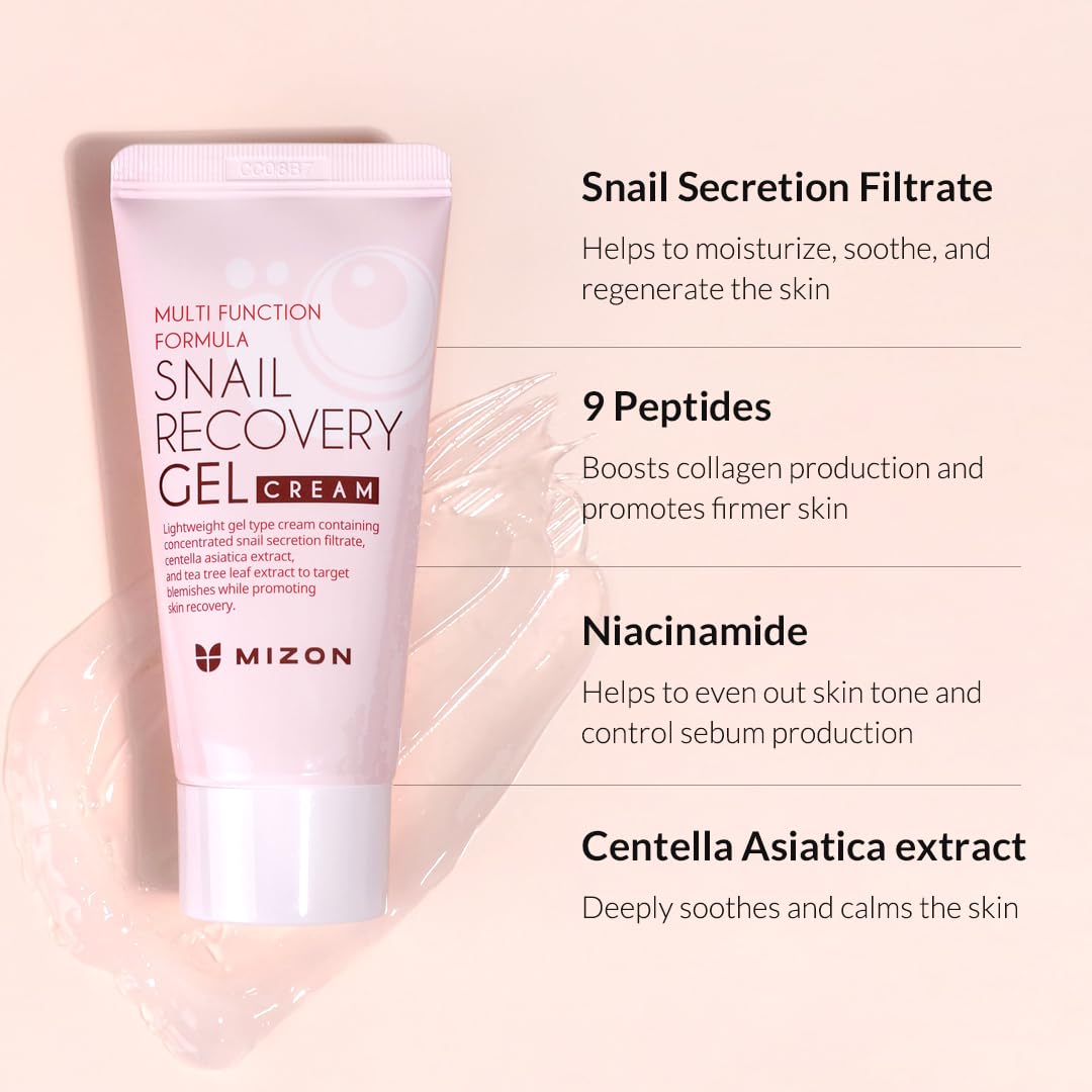 MIZON Snail Recovery Gel Cream with Snail Mucin, Peptides and Niacinamide