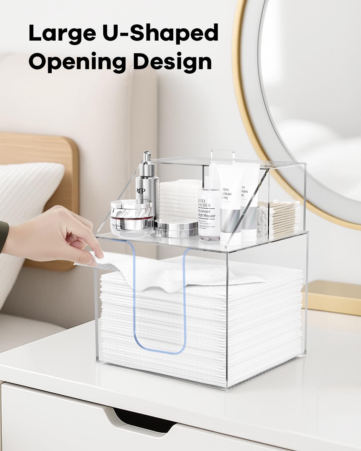 Acrylic Double-Layer Face Towel Holder and Bathroom Counter Organizer