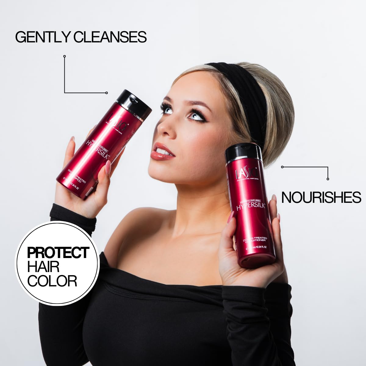 Lasio Keratin-Infused Hypersilk Shampoo and Conditioner Set for Color-Treated Hair, 12.34 Fl Oz