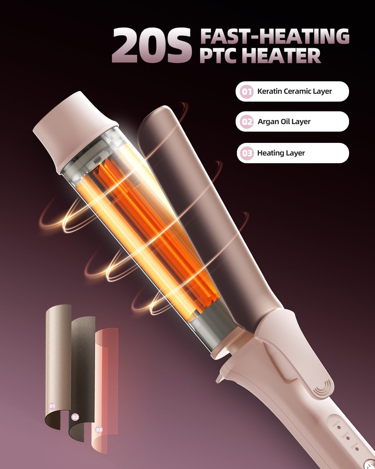 TSUYAGLA 1.6-Inch Ionic Ceramic Hair Curling Wand