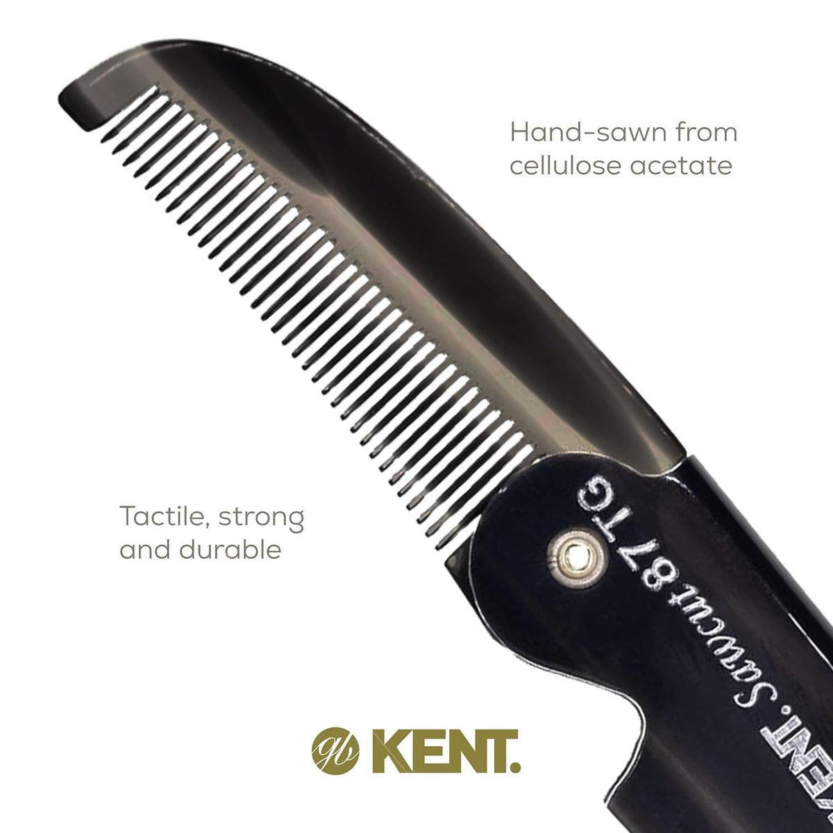 Kent Handmade Fine-Tooth Folding Pocket Comb for Hair and Facial Hair