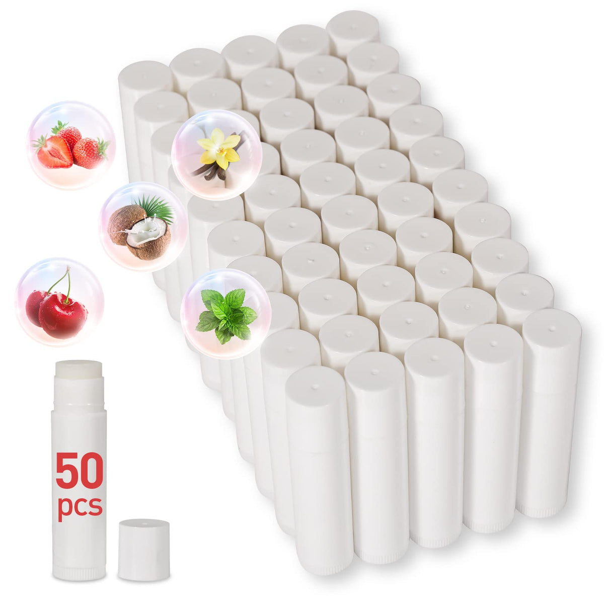 DMSKY Bulk Lip Balm with Vitamin E, Coconut Oil and 5 Flavors
