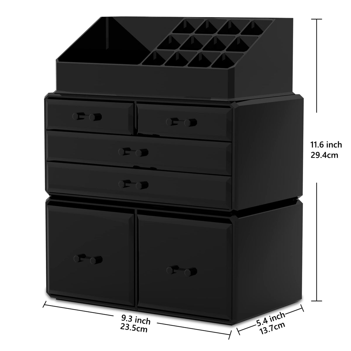 READAEER 3-Piece Makeup Organizer 6-Drawer Cosmetic Storage Case