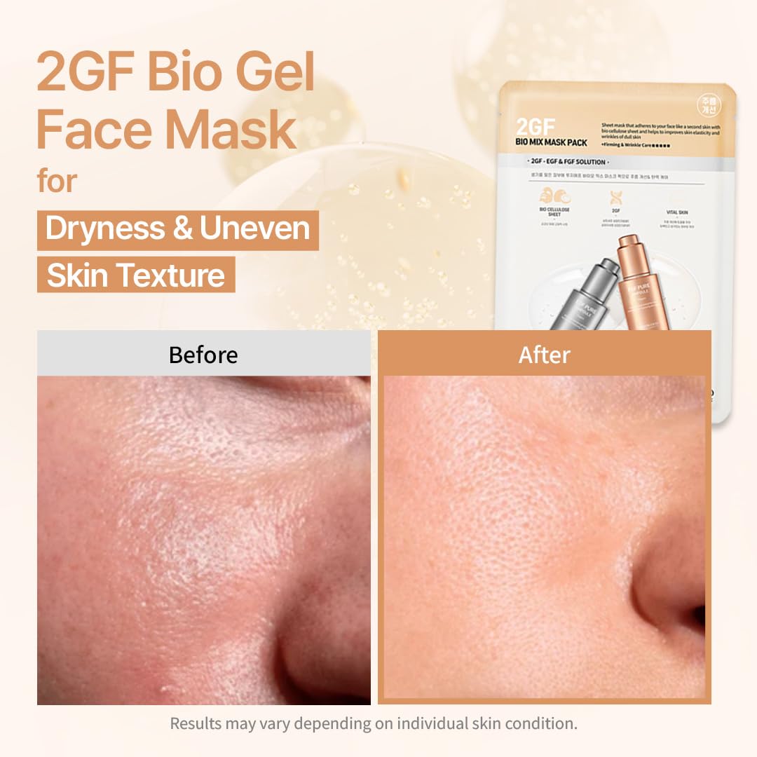 SWANICOCO 2GF Bio Gel Face Mask with EGF & FGF, Deep Hydration, 10 Sheets