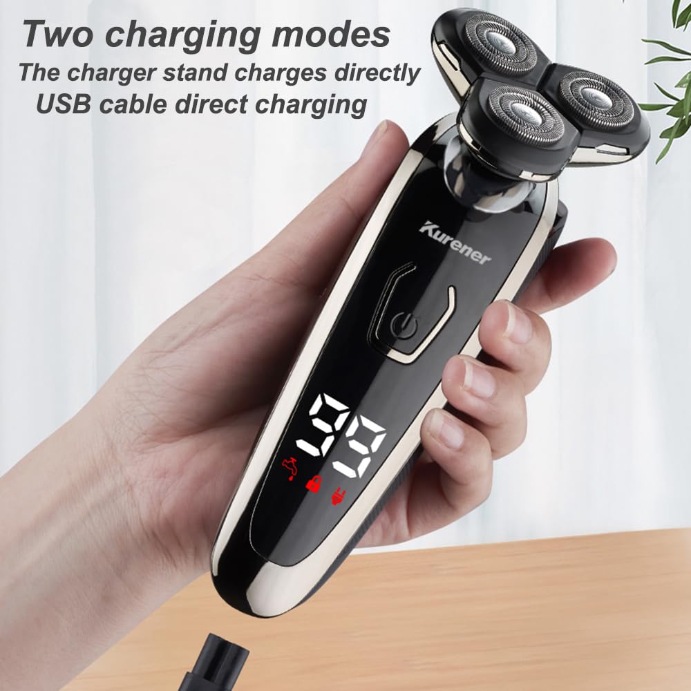 4D Floating Electric Shaver for Men with Trimmers and Face Cleaning Brush