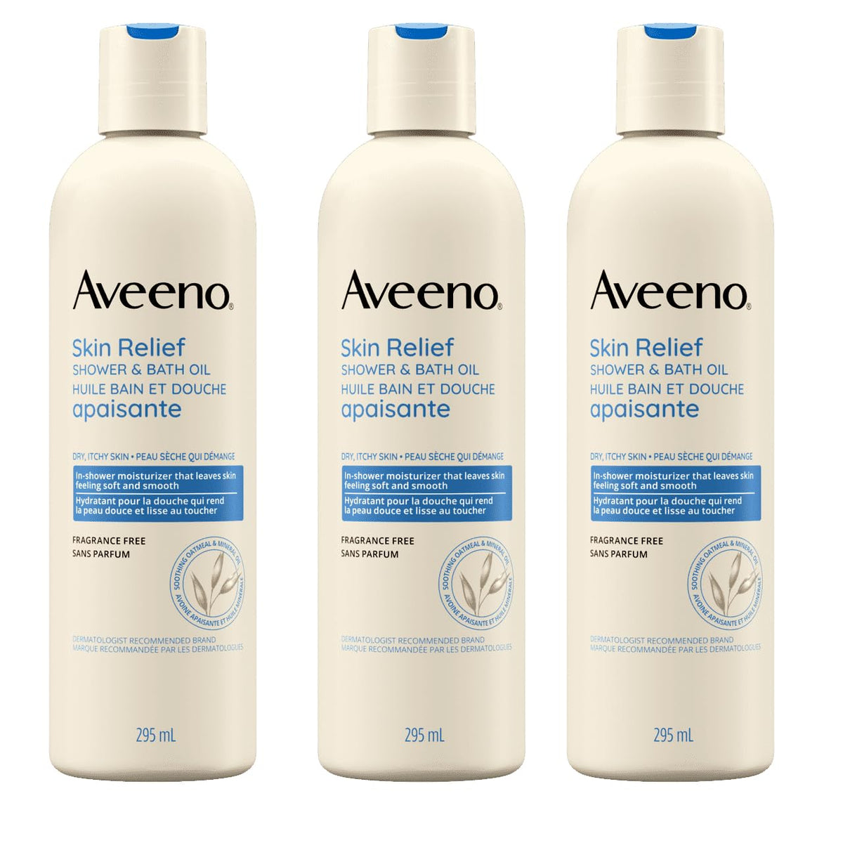 Aveeno Skin Relief Shower & Bath Oil, 10 oz, 3-Pack