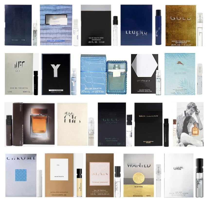 12 Men's Designer Cologne Sample Vials with Velvet Pouch
