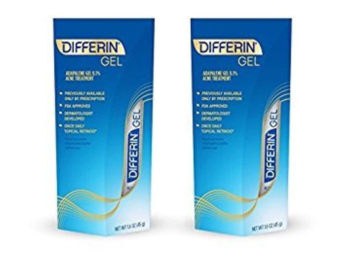 Differin Adapalene Gel 0.1% Acne Treatment, 45 g, Pack of 2