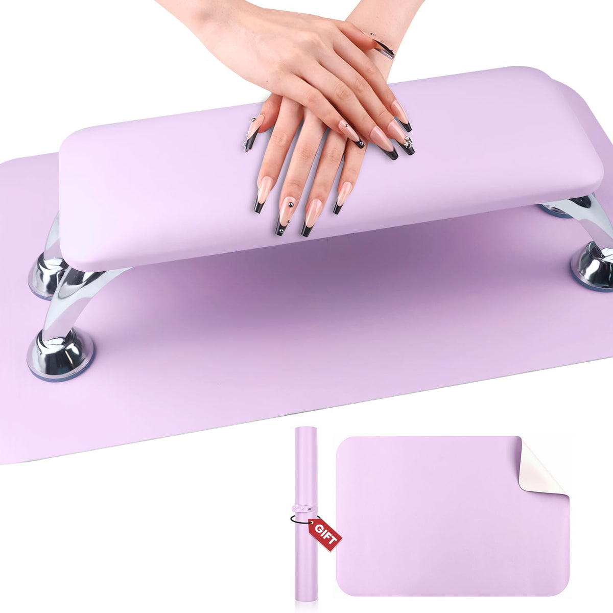 SAVILAND Arm Rest for Nails, Purple Cushioned Hand Rest with Detachable Legs