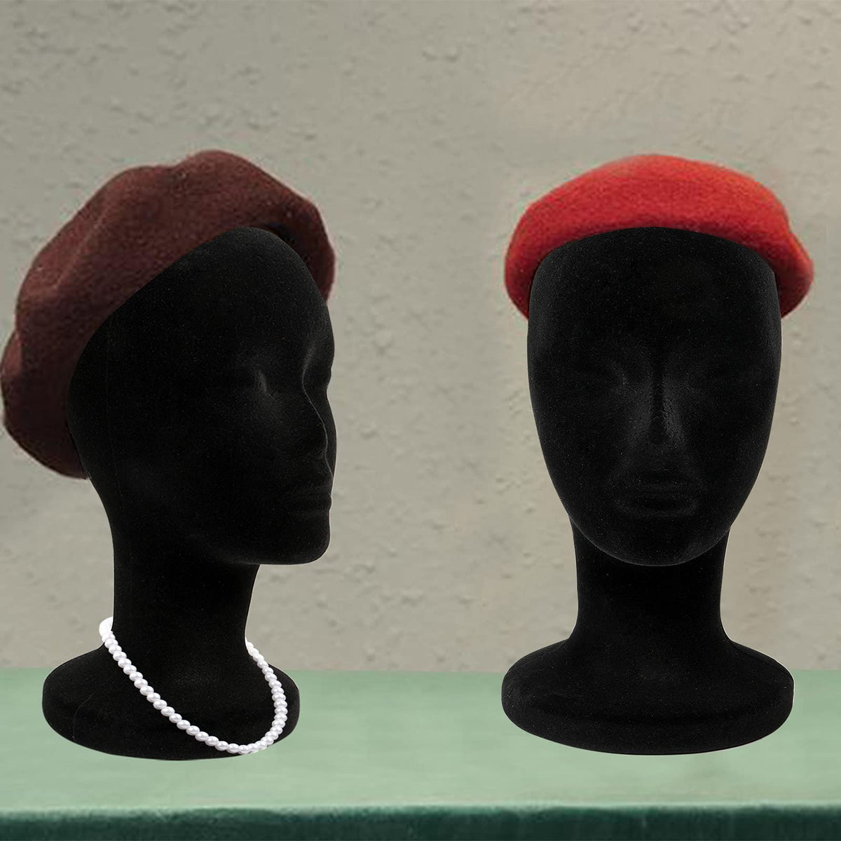 Foraineam 2-Pack Black Foam Mannequin Heads, 12-Inch Female Wig Display Stands