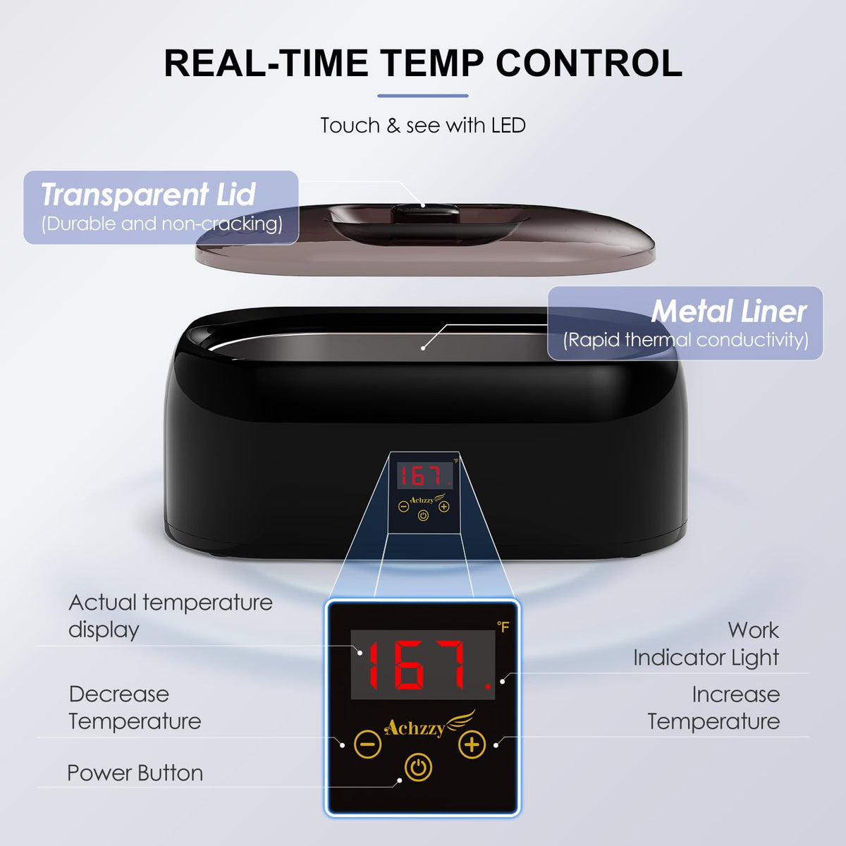 Achzzy 4000ml Paraffin Wax Machine, 200W Warmer with LED Temperature Control