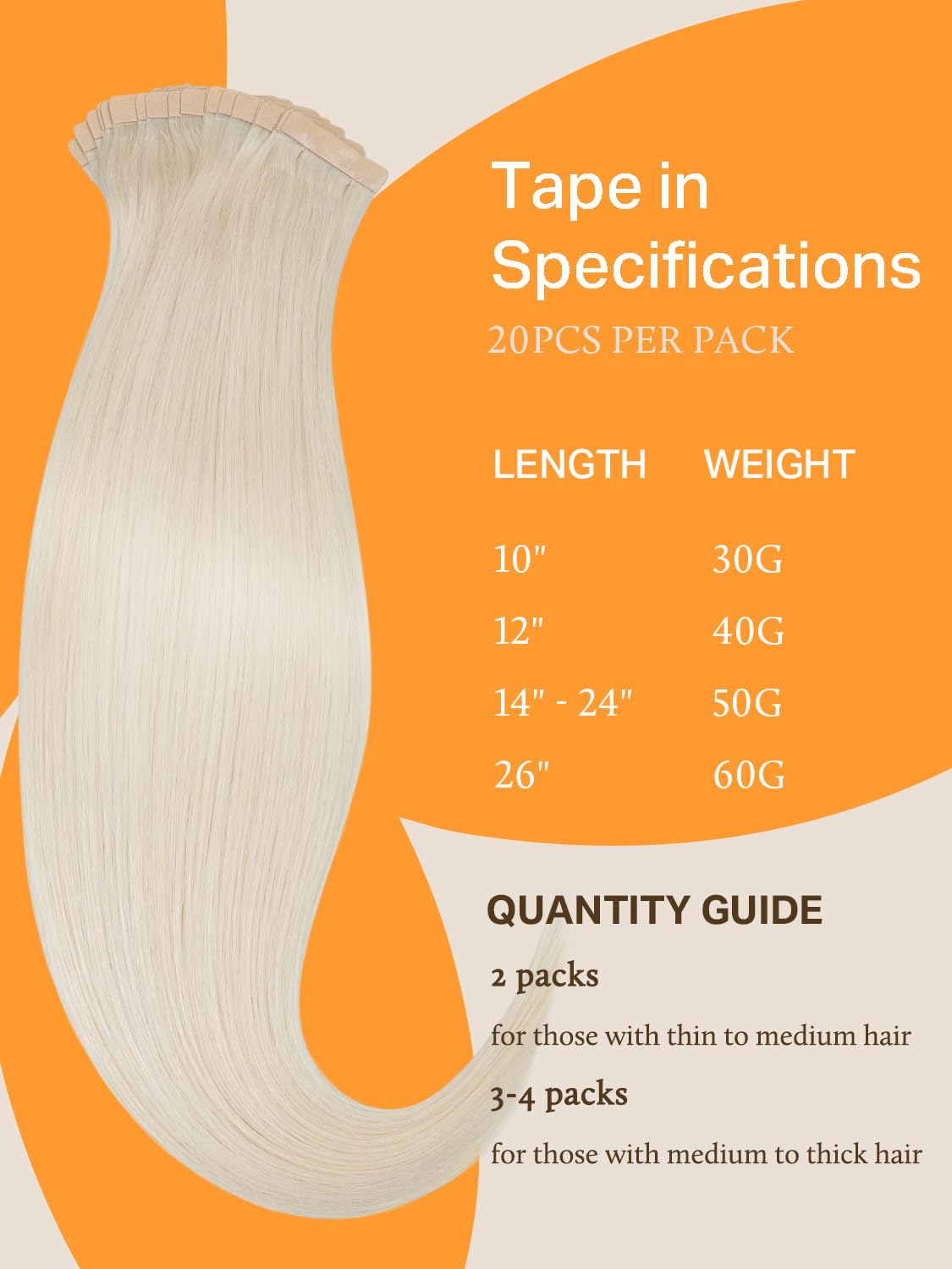 DOORES Remy Human Hair Tape-In Extensions with Invisible Seamless Weft