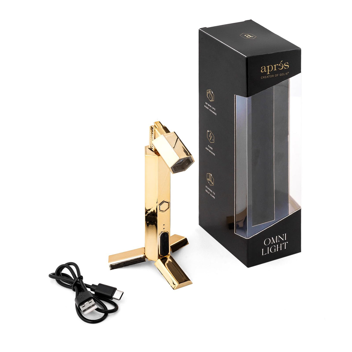 APRÉS Omni Light 3W UV LED Gel Nail Flash Curing Lamp, Gold
