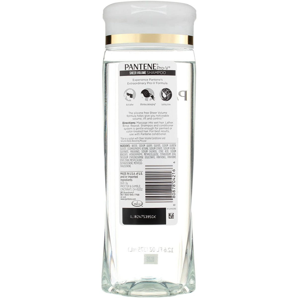 Pantene Pro-V Sheer Volume Silicone-Free Shampoo, 12.6 fl oz, 3 Bottles