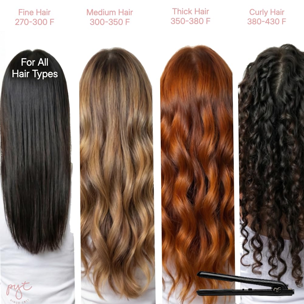 PYT 1.25" Ceramic Hair Straightener Flat Iron with Adjustable Heat
