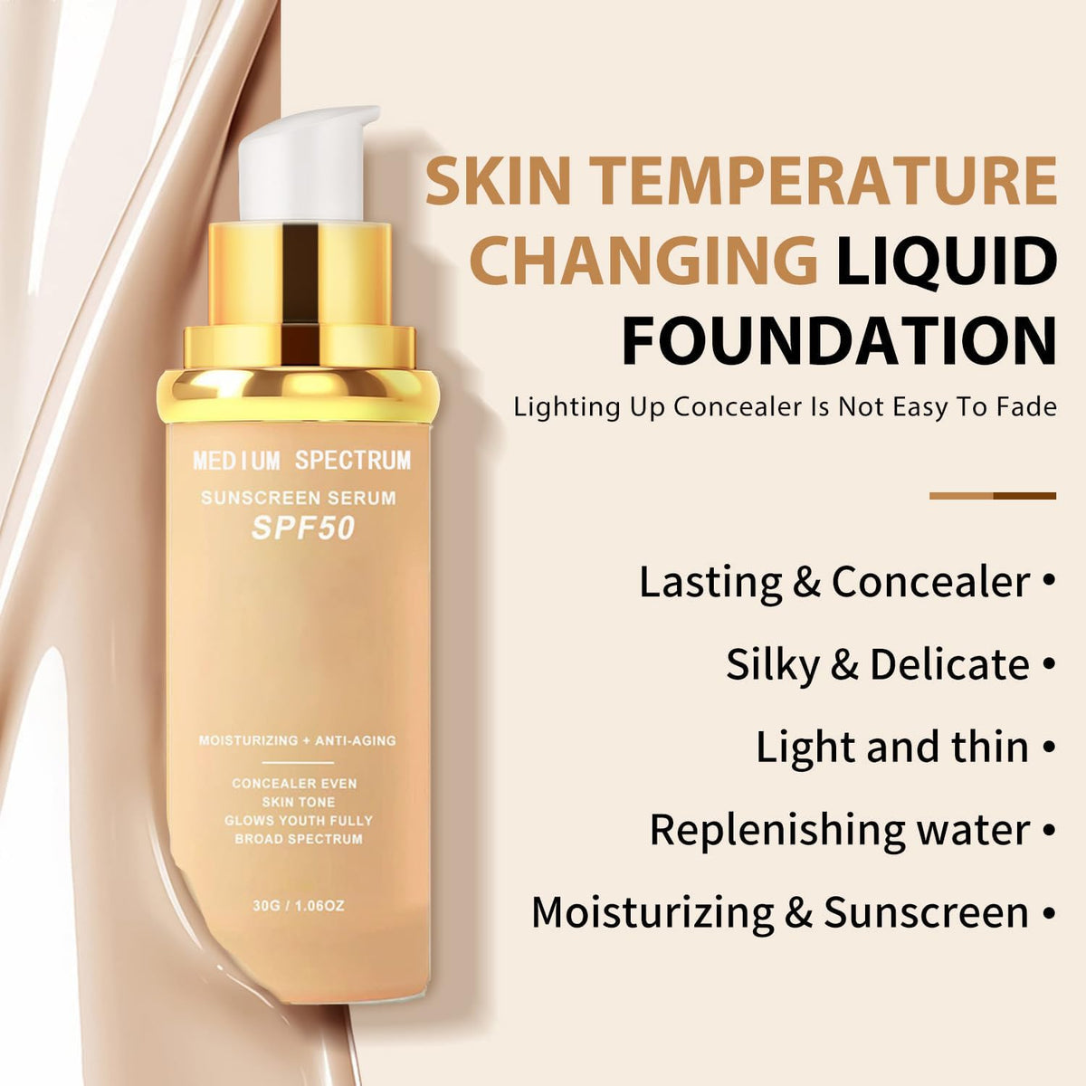 4-in-1 Magic Foundation with SPF 50, Hydrating Concealer Lotion