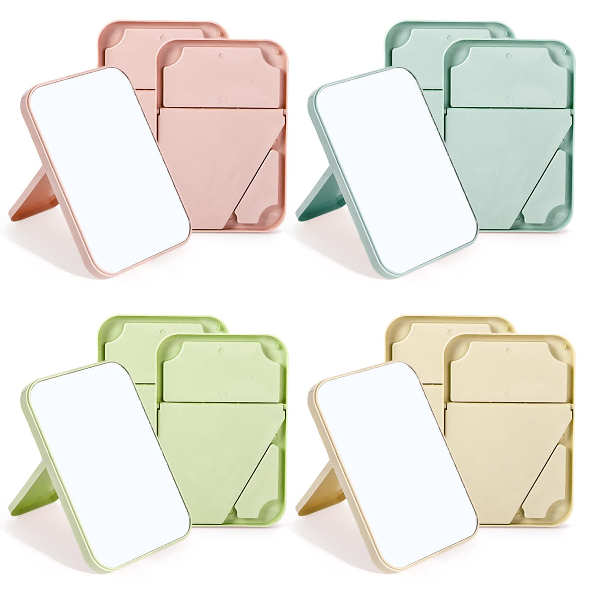 DEAYOU 12 Pack Desktop Makeup Mirrors, 8-Inch Folding Vanity Mirrors, 4 Colors