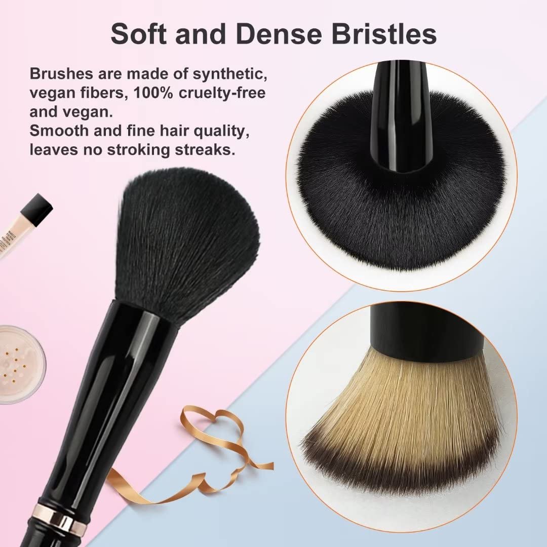 JILIER 4-in-1 Double-Sided Makeup Brush Set with Travel Holder