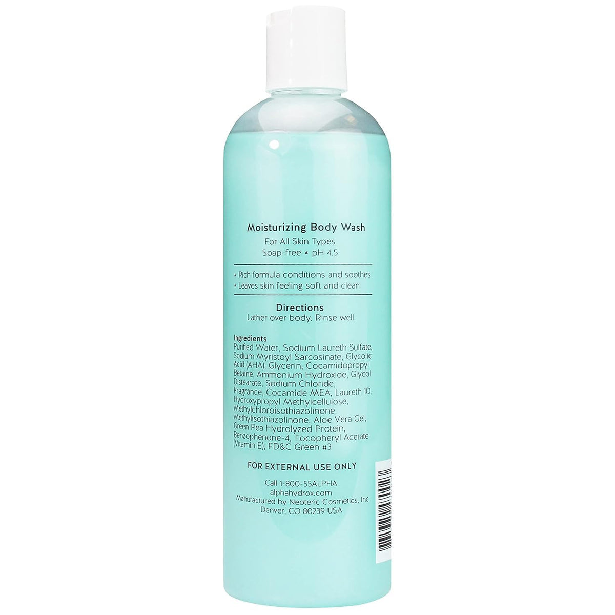 Alpha Skin Care Moisturizing Body Wash with Glycolic AHA, Vitamin E & Aloe Vera
