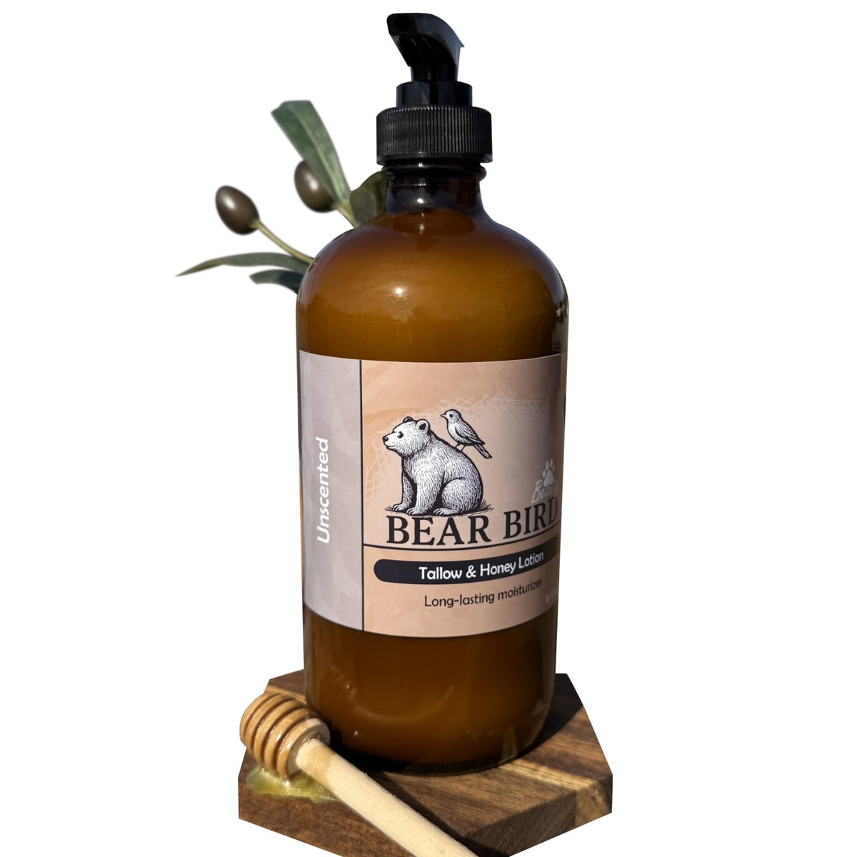 100% Grass-Fed Beef Tallow, Raw Honey & Olive Oil Lotion - Unscented
