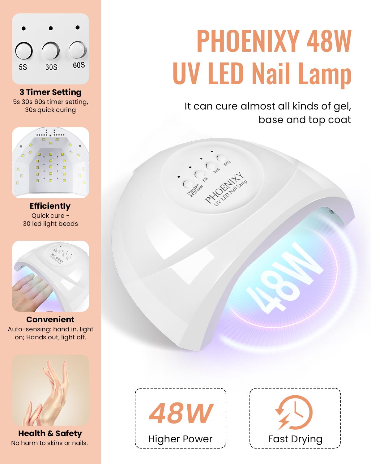 Phoenixy 61-Piece Gel Nail Polish Kit with 48W UV LED Nail Lamp