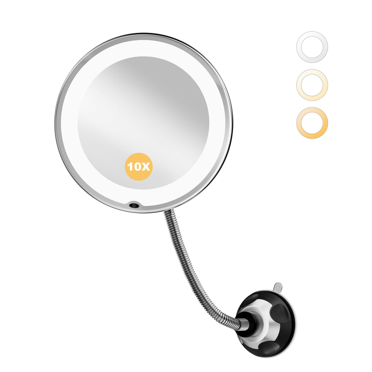 10x Magnifying Makeup Mirror with Lights, Flexible Wall-Mounted LED Mirror