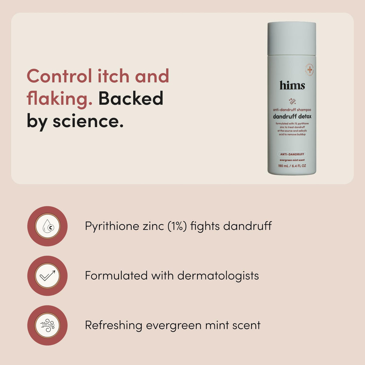 hims Dandruff Detox Shampoo with Pyrithione Zinc, 6.4 fl oz, 2 Pack