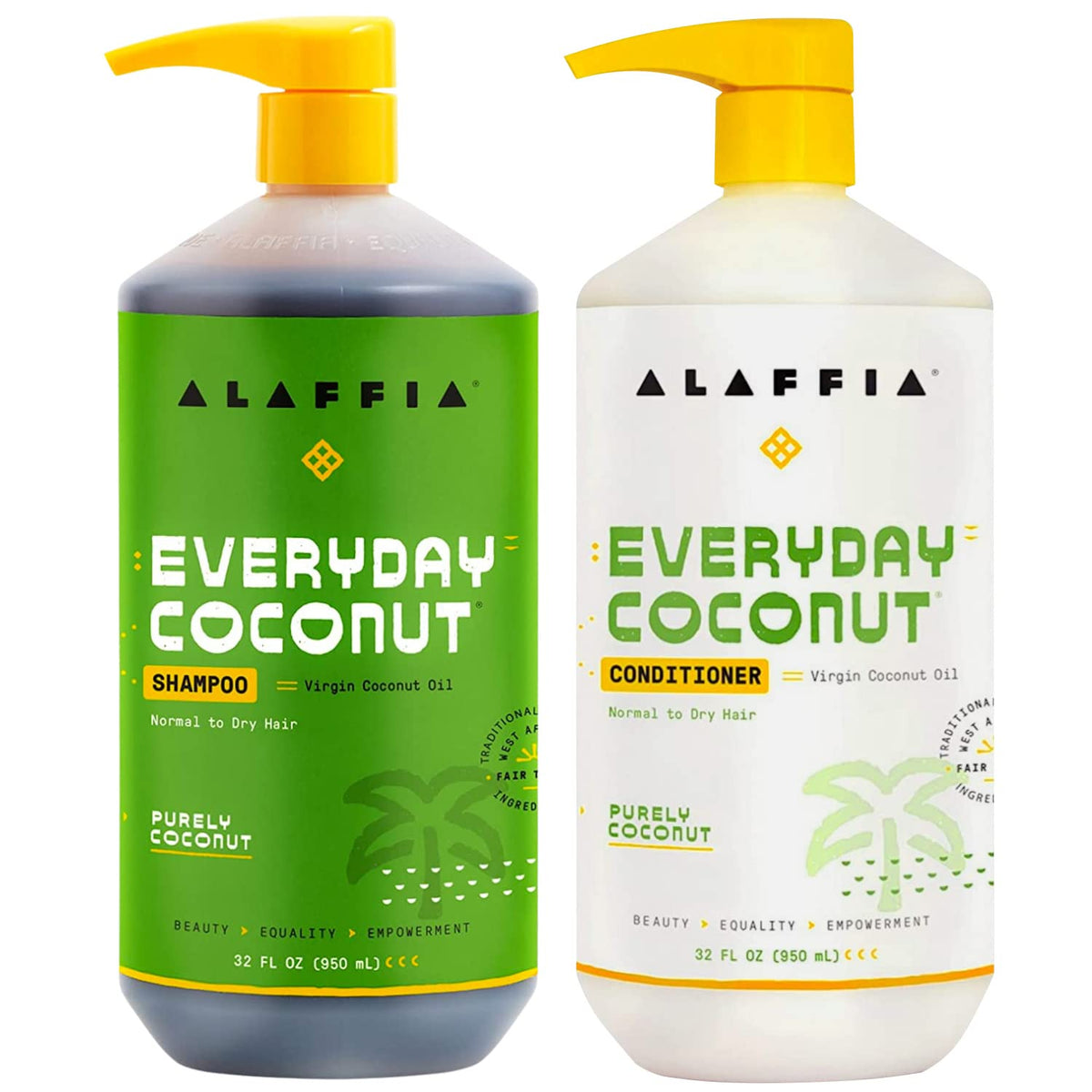 Alaffia EveryDay Coconut Shampoo & Conditioner with Ginger and Coconut Oil