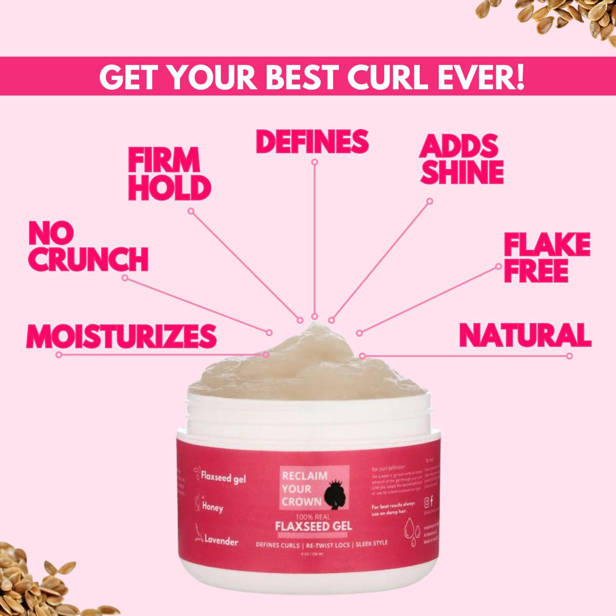 100% Real Flaxseed Gel for Curls, Locs and Sleek Styles