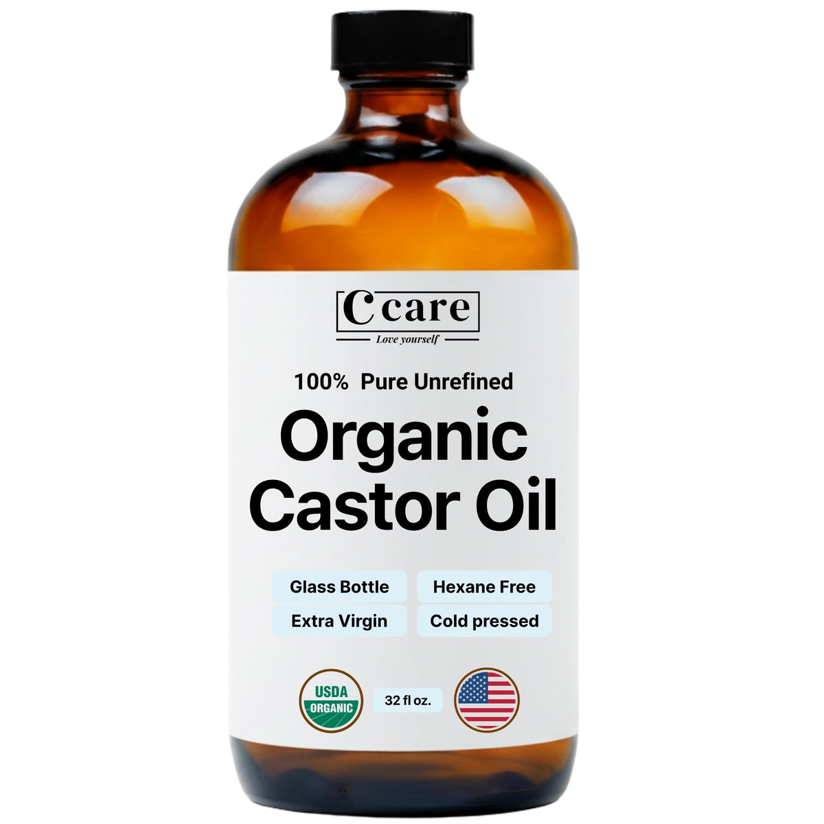 100% Pure Organic Cold-Pressed Unrefined Castor Oil