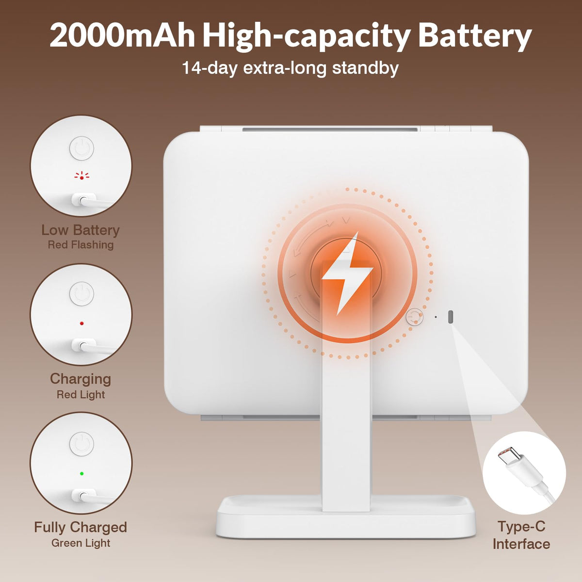 EASEHOLD Rechargeable Trifold Lighted Makeup Vanity Mirror