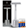 Reusable Double Edge Safety Razor Set, Stainless Steel Grooming Tool