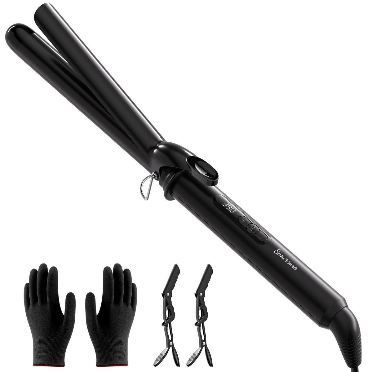 1-Inch Long Barrel Ceramic Curling Iron with 12 Heat Settings
