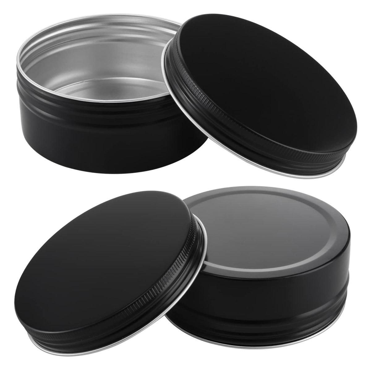 Foraineam 24 Pack 8 oz Aluminum Round Tin Cans with Screw Top Lids, Black