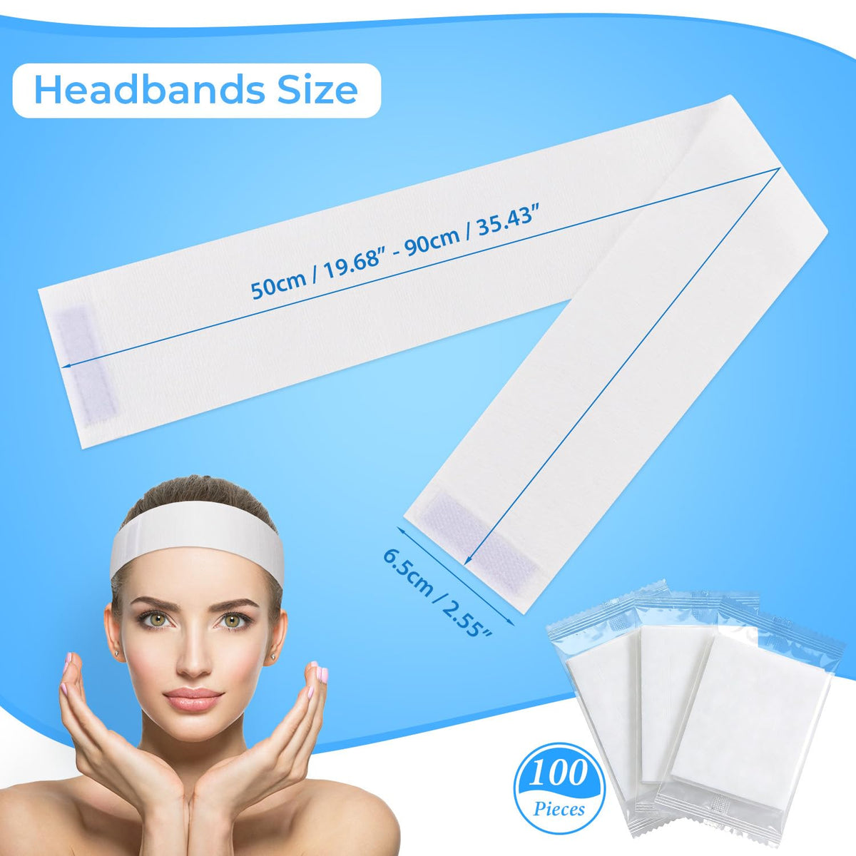 Noverlife Disposable Spa Facial Headbands with Adjustable Magic Tape