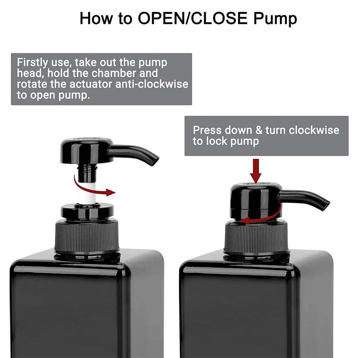 12-Pack Shampoo & Conditioner Dispenser Bottles, Refillable Square Pump Bottles, Black