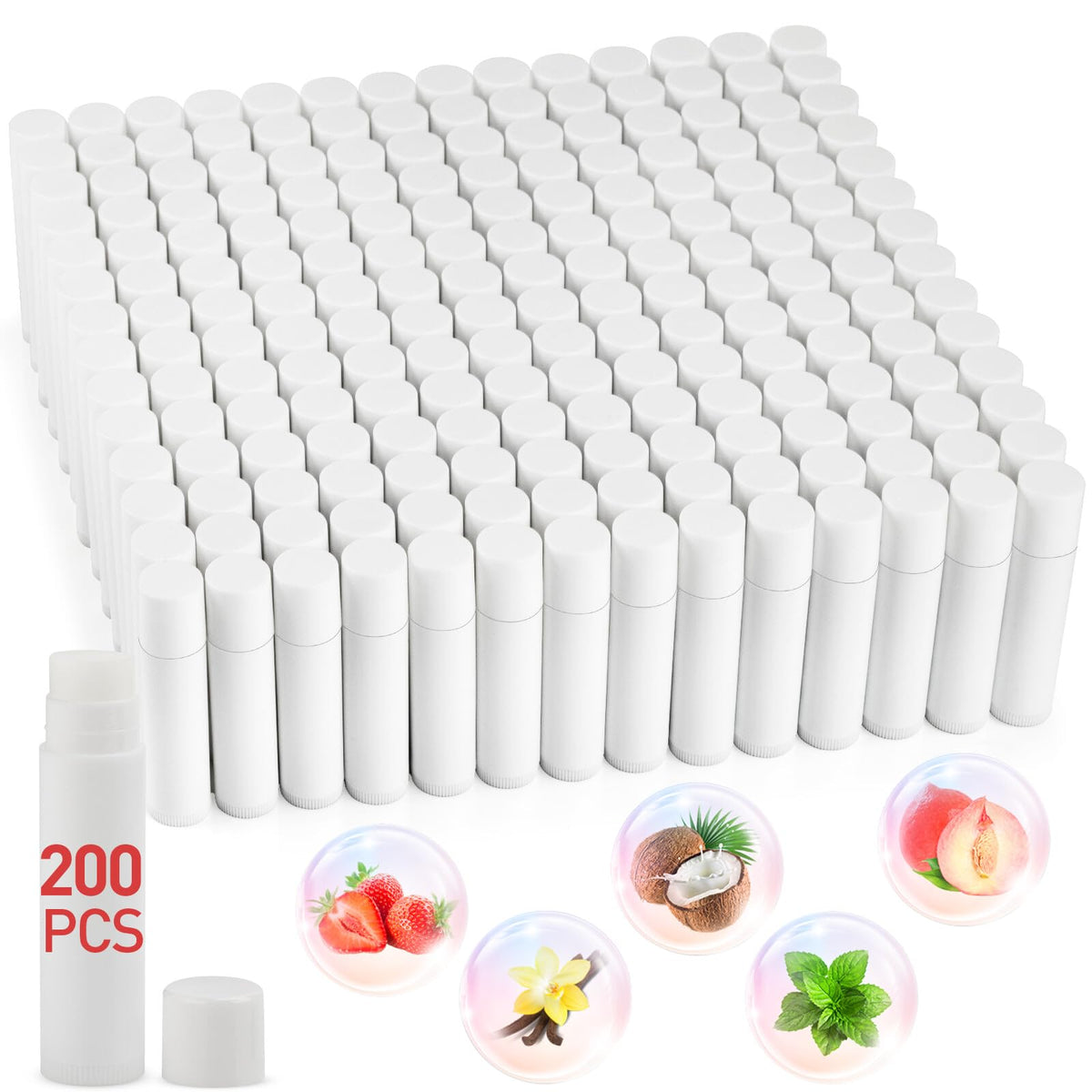 DMSKY Bulk Lip Balm with Vitamin E, Coconut Oil and 5 Flavors
