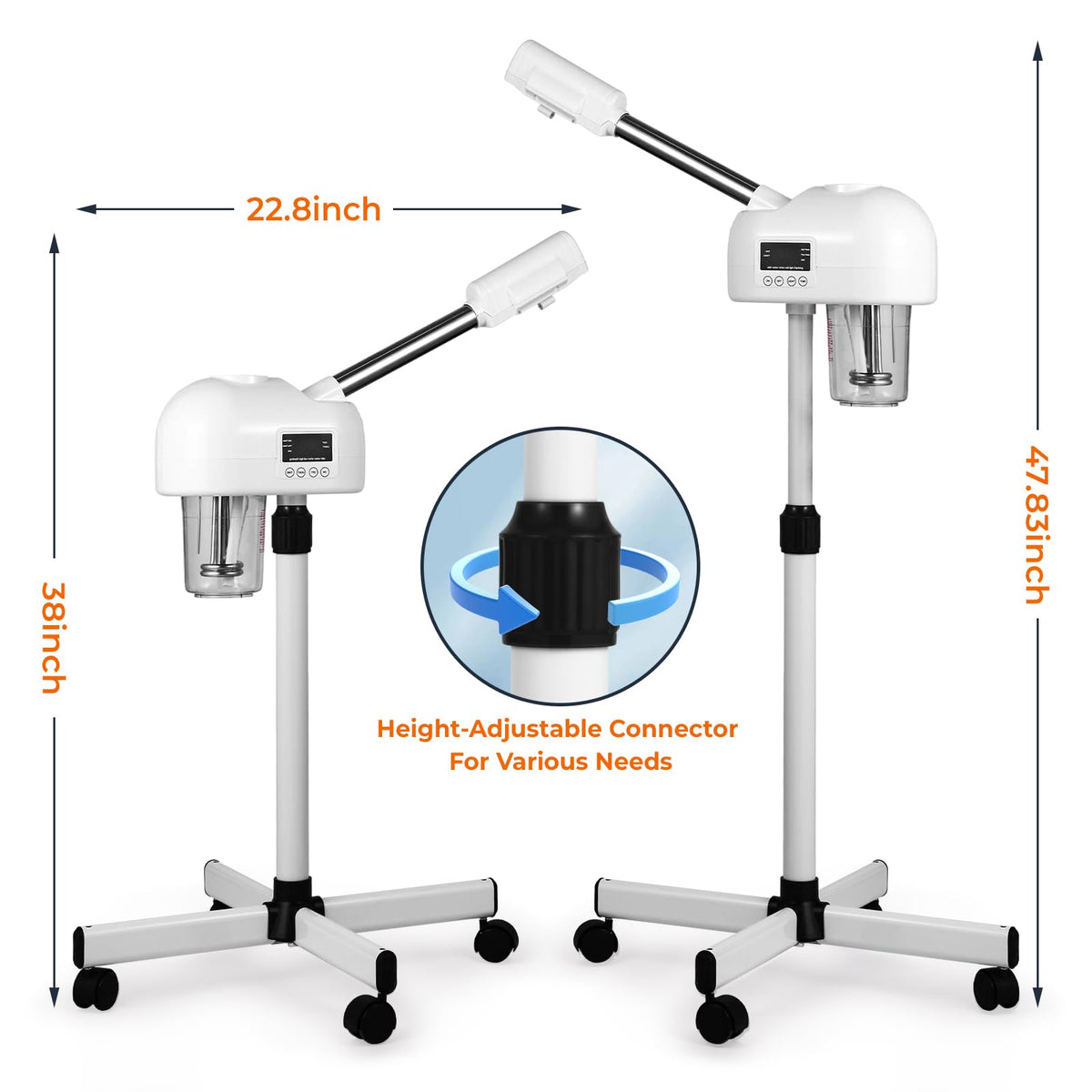 Professional Facial Steamer on Wheels with Hot Mist, Timer and Touch Screen
