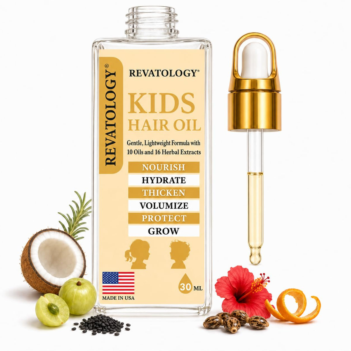 REVATOLOGY Kids Hair Growth Oil for Babies and Toddlers, 26 Botanicals
