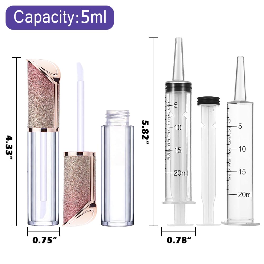AMORIX Empty 5ml Lip Gloss Tubes with Wands for DIY Cosmetics